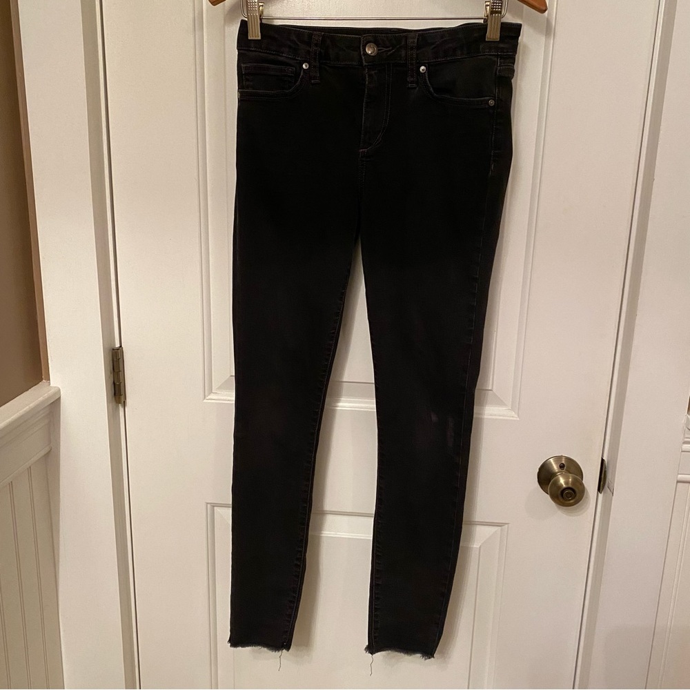 JOE’S JEANS BLACK DENIM MID-HIGH RISE SKINNY STRETCH ANKLE FRAY SIZE 27